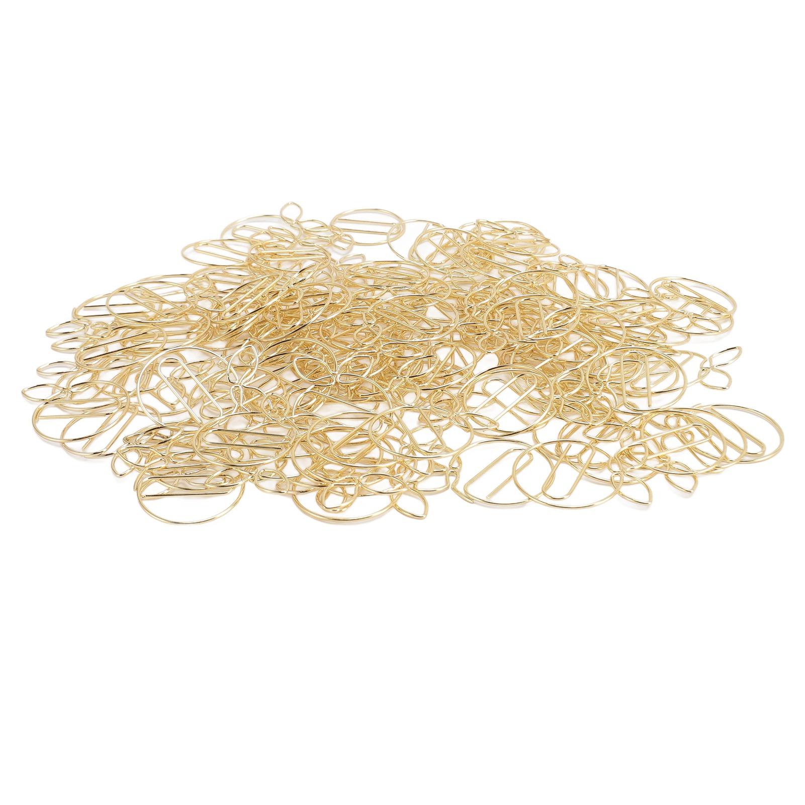 100 шт. Золотые скрепки для бумаги Милая форма Нержавеющая сталь Многофункциональные Металлические скрепки для бумаги с коробкой для хранения