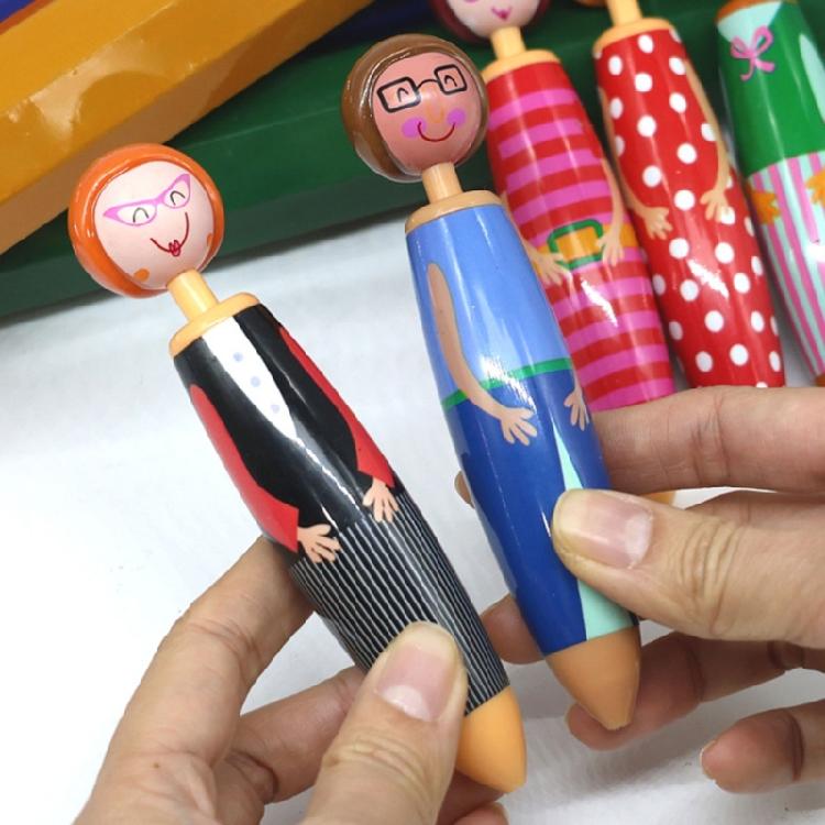 5 Pcs Creative Doll Retractable Ballpoint Pen Smooth Writing Pen Blue Ink Press Pen School Office Supplies for Student