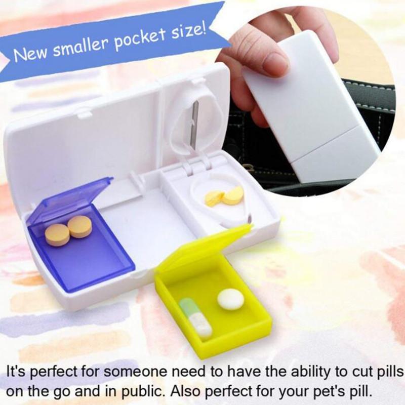 Pill Crusher Cutter Medicine Storage Box