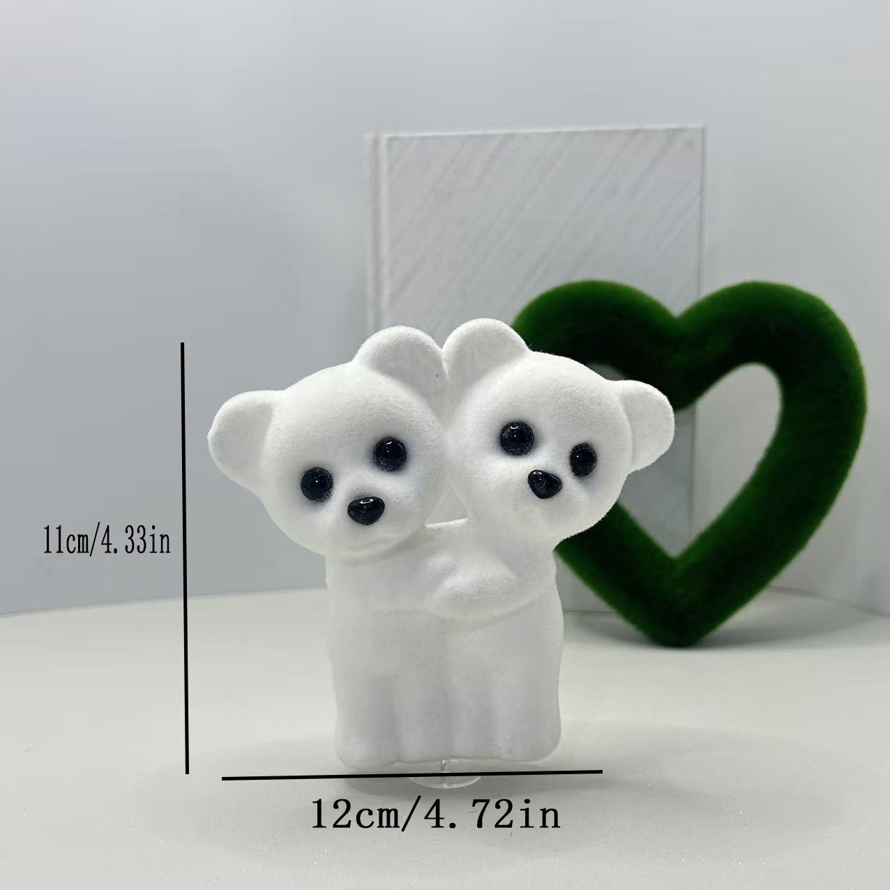 11cm Cute Foam Flocking Couple Bear Dolls - DIY Cartoon Figure Craft