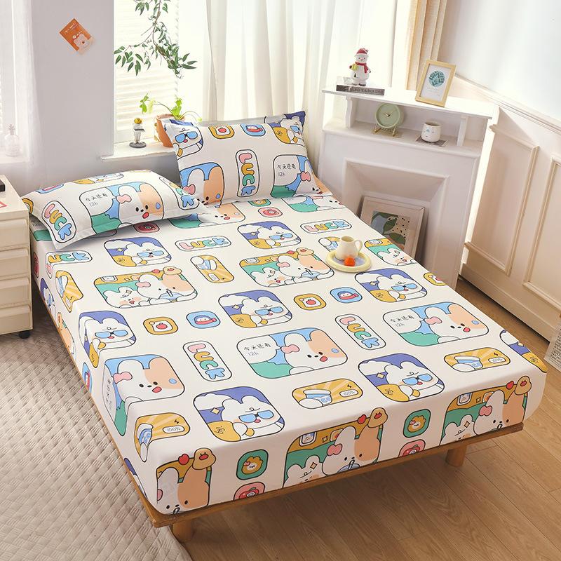 New Pure Cotton Single Bed Sheet Cartoon Small Fresh All Cotton Bed Sheet Single Double Mattress Protective Cover