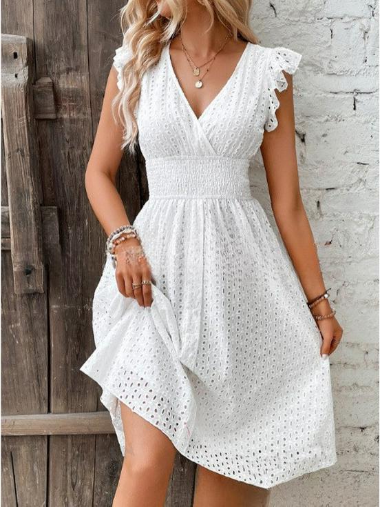 European & American Multi-Color Ruffle Sleeve Summer Dress