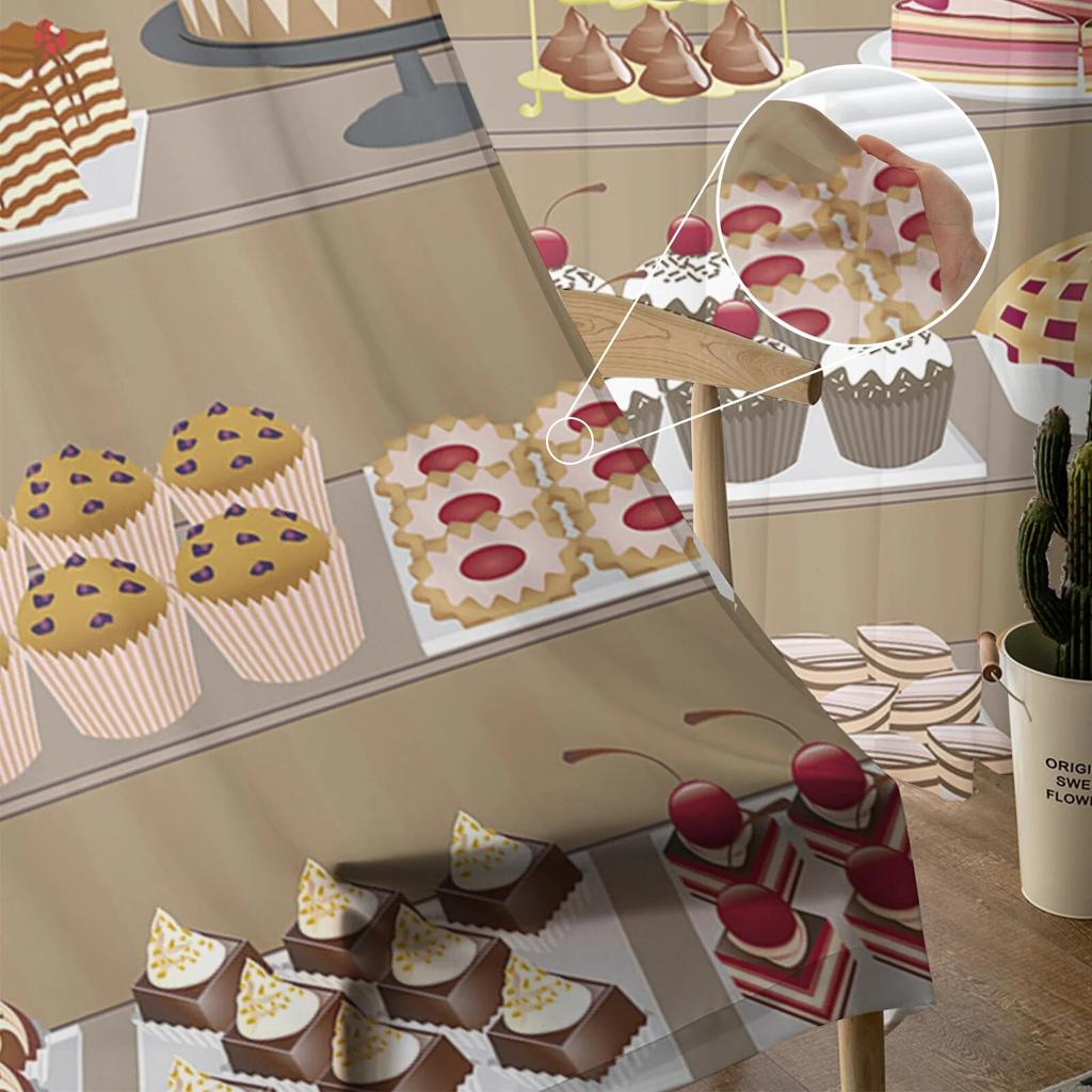 Dessert Cake Bread Modern Tulle Curtains for Living Room Bedroom Home Kitchen Window Sheer Curtains