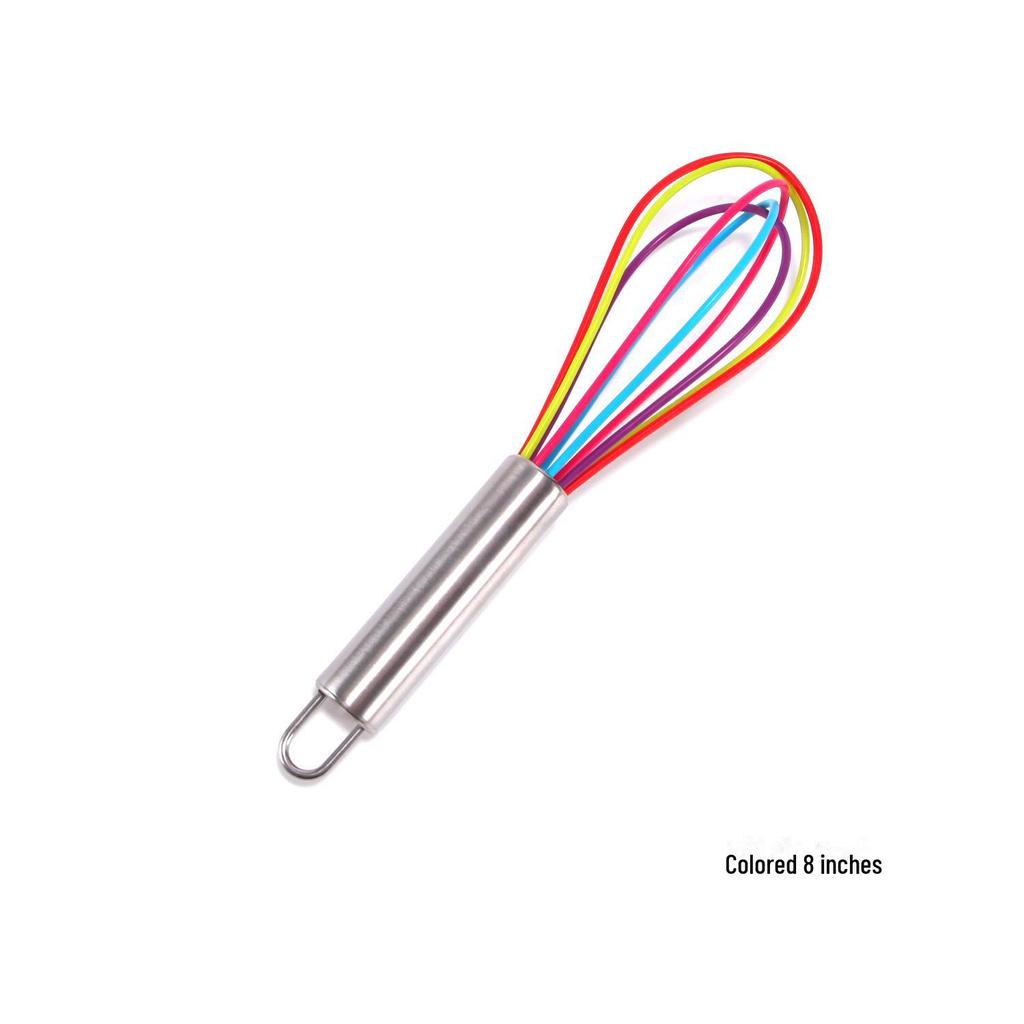 Frusta colorata in silicone con manico in acciaio inossidabile - Disponibile in 8, 10, 12 pollici