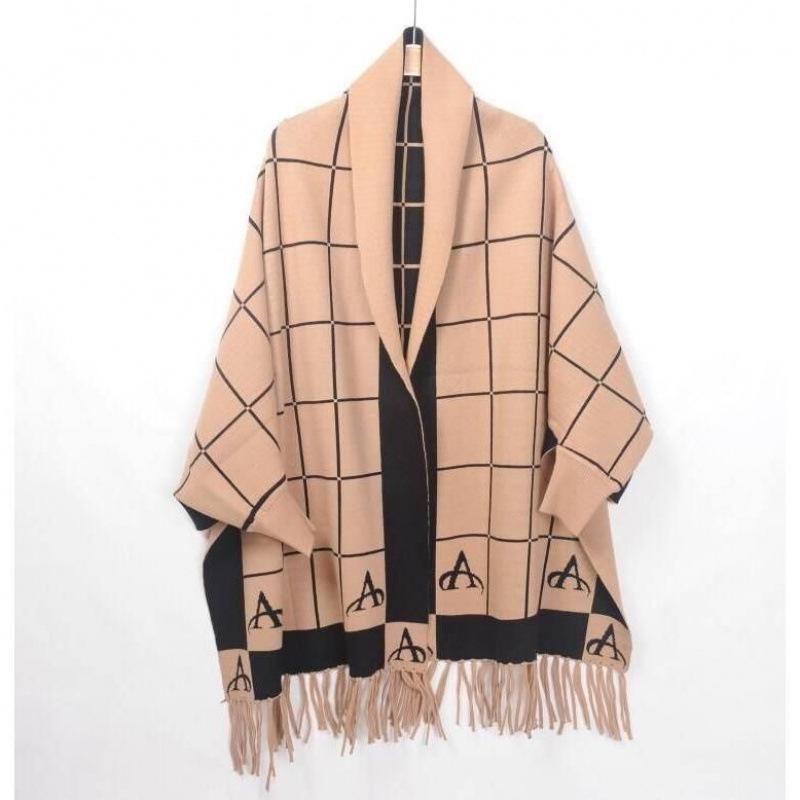 Cape 25: Women's Autumn/Winter Knitted Shawl with Sleeves and Tassels - Thick, Warm, New Style