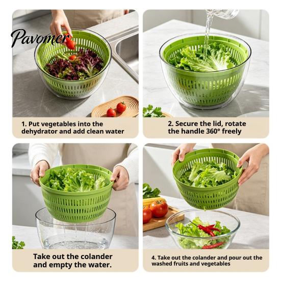Detachable Drain Basket Vegetable Salad Spinner, Bowl And Mesh Design, Manual Multi-purpose Strainer Hand-Centrifugal Dehydration System, Quick Drying
