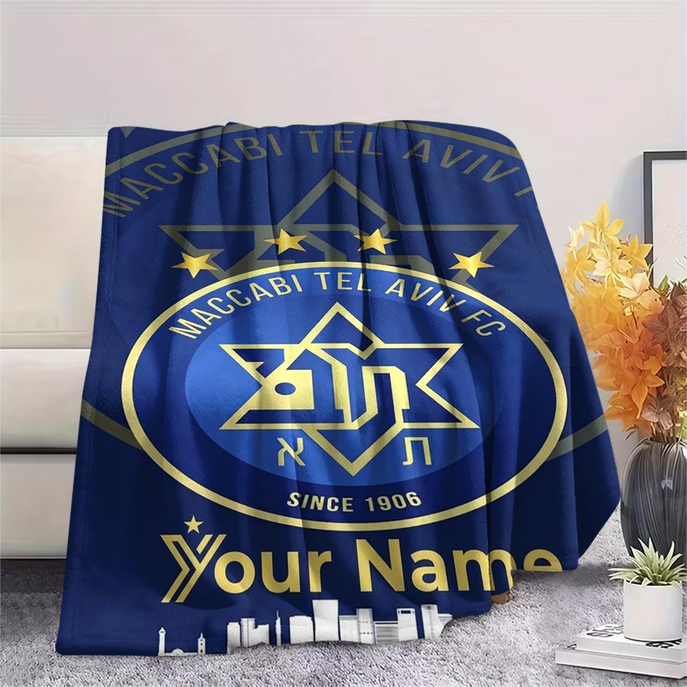1 Stück Maccabi Fanartikel Benutzerdefinierter Name Gemustert Flanelldecke Geeignet Für Alle Jahreszeiten Für Heimdekoration Wärme Und Komfort Geschenke Feiertagsgeschenk