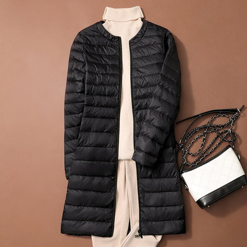 Winter Duck Down Jackets Women Long Ultra Light Coat Casual Slim Black Thin Autumn Parkas