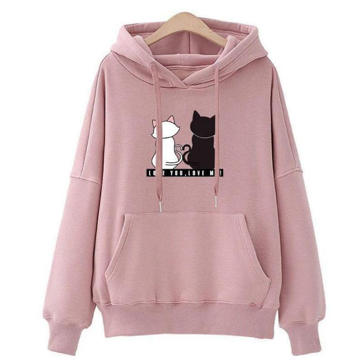 Women Casual Winter Hoodies Baggy Pullover Sweatshirt Tops Perfect DLWomen Cat Jumper Aominuo