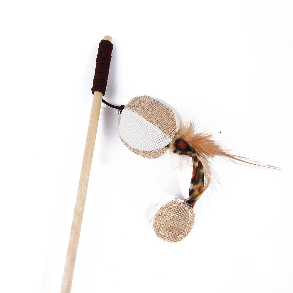 Wooden Fabric Cat Toy With Bell Cat Rod Pet Cat Toy Supplies Pet Toys