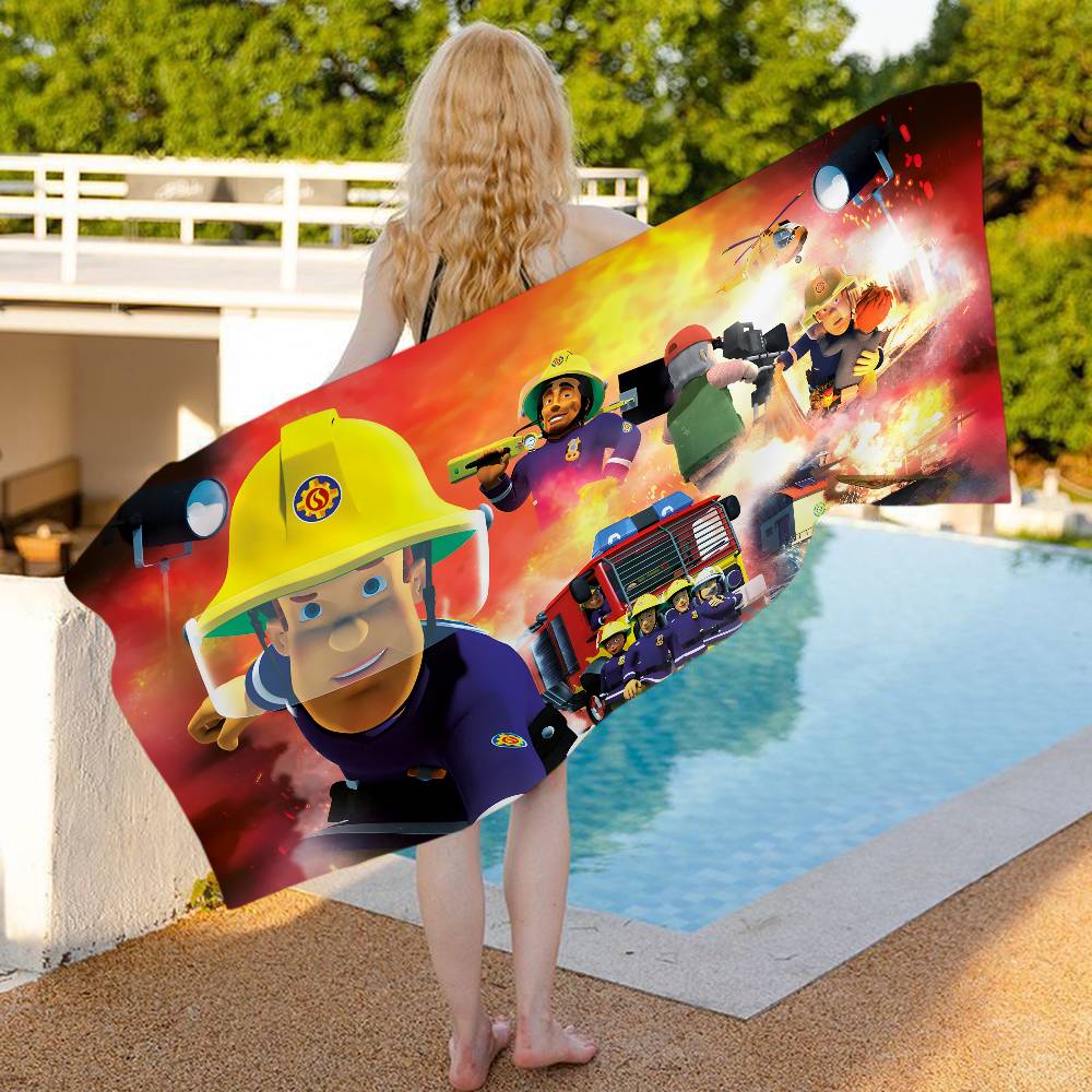 British Animated F-Fireman Sam Beach Towel Colorful Bath Towels For Girl Quick Dry Custom Sand Free Beach Yoga Spa Gym Pool