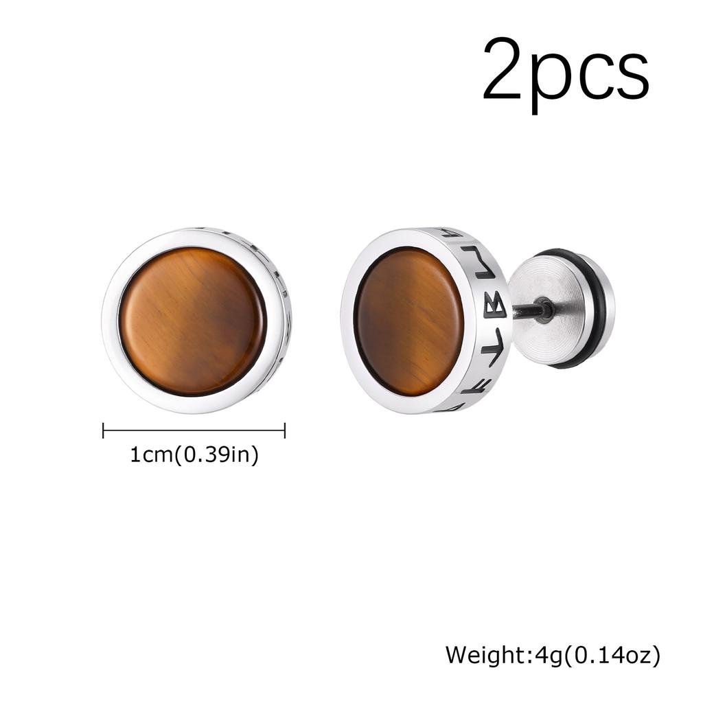 Vintage Gothic Norse Viking Stud Earrings for Men Boys, Rock Punk Runes Round Earrings, Fashion Piercing Jewelry Gift