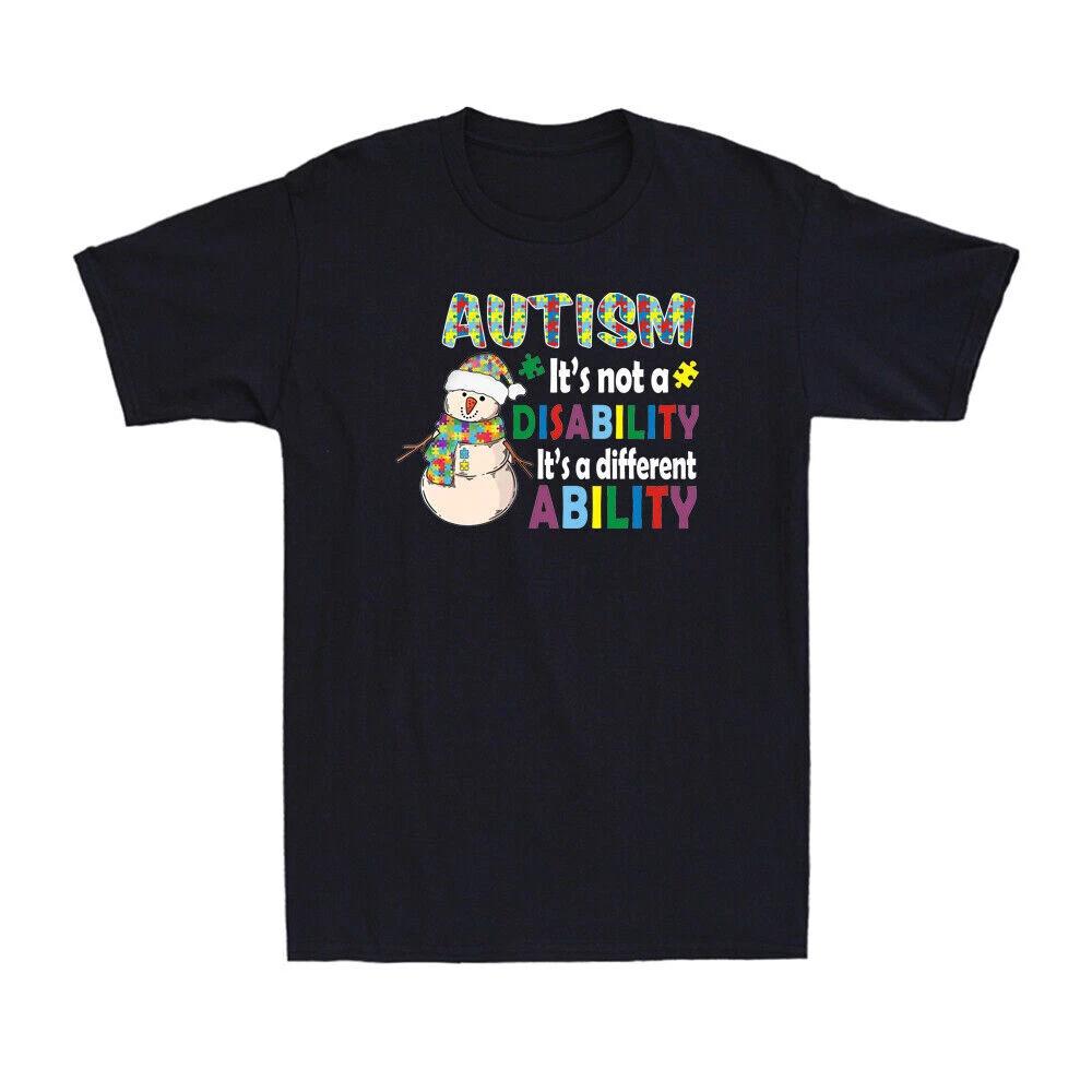 It s Not A Disability It s A Different Ability Autism Awareness Snowman T-Shirt XL