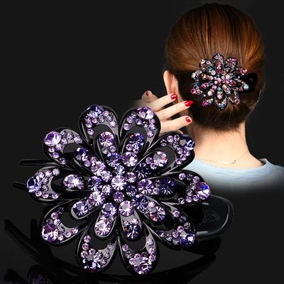 Claw Resin Korean Style Hairpin Female Hair Accessories Flower Hair Clip Rhinestone Duckbill Clip