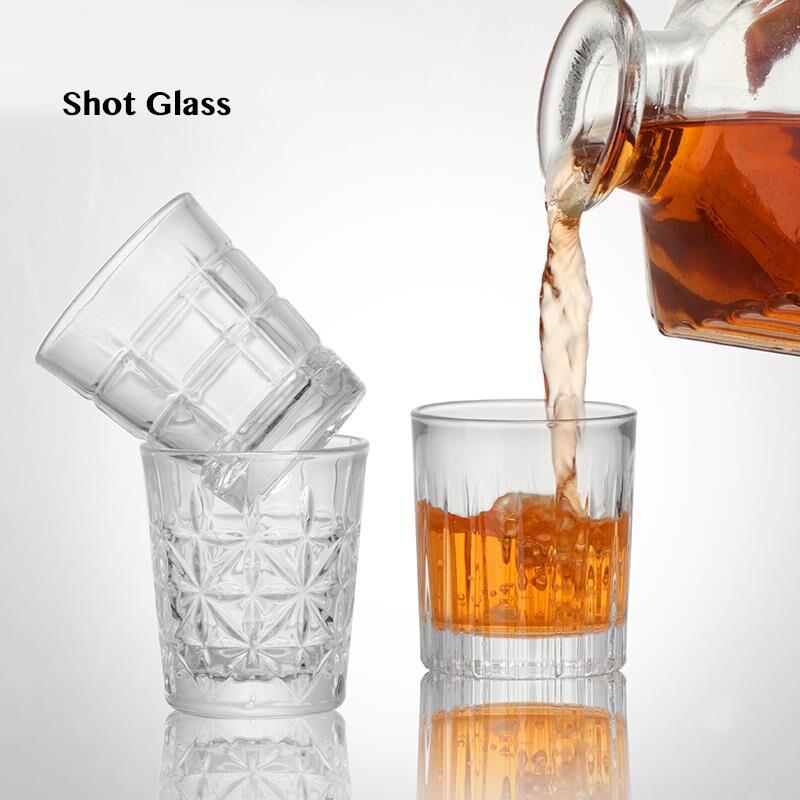 50ml Shot Glass Carved Patterns Vodka Glass Whiskey Shot Glass