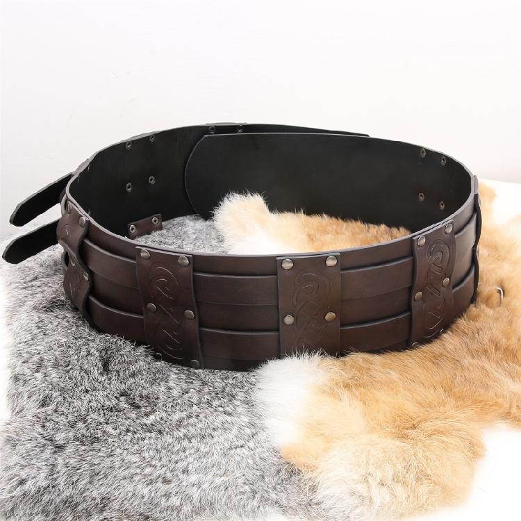 Brown Embossed Belt Medieval Belt Cosplay for Dressing Up Medieval Supplies