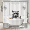 Coole Herren Lustige Waschbär Duschvorhang Niedlich Grau Grau Tier in Badewanne Urkomisch Modern Spaß Kunstwerk Stoff Wasserfest