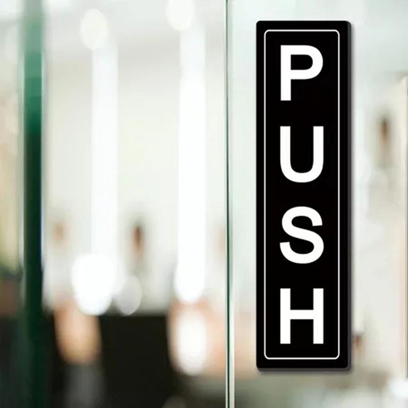 2Pcs Acrylic Push Pull Door Signs Shops Self-Adhesive Pull Door
