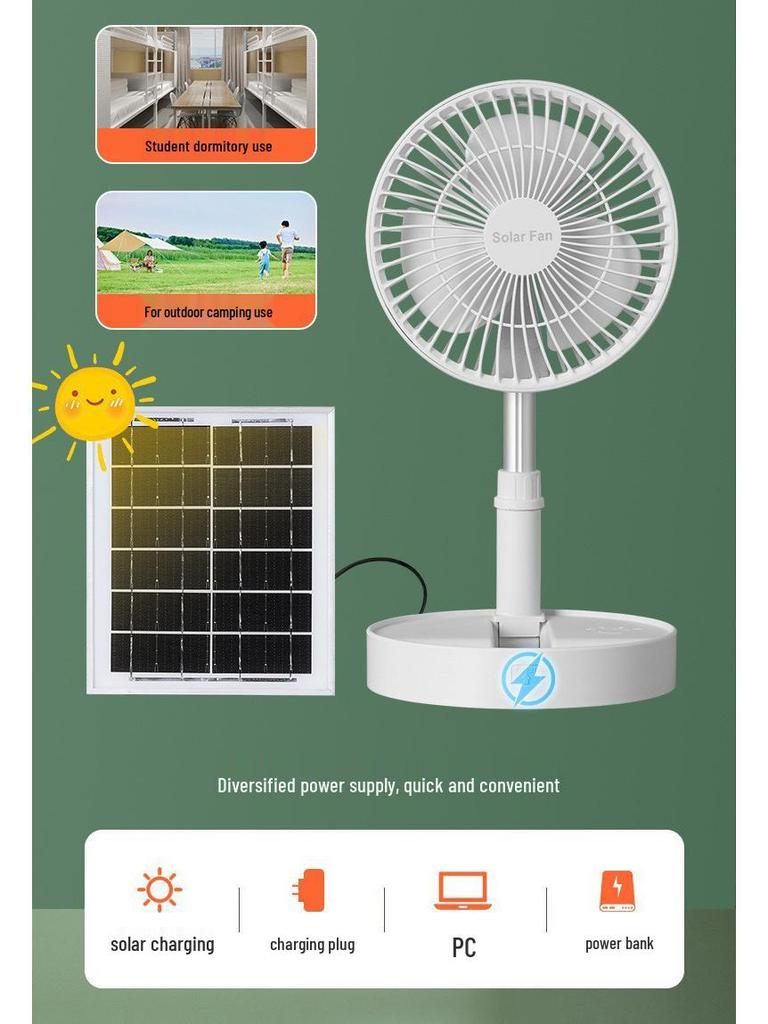 Hui Xiang Solar-Powered Silent Retractable Fan: Multifunctional, Foldable Model