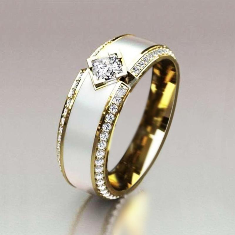 

Huitan Romantic Proposal/Engagement Rings for Women Timeless Design Shiny Crystal Zircon Graceful Lady Ring Zircon High Quality 10&Gold-color білий
