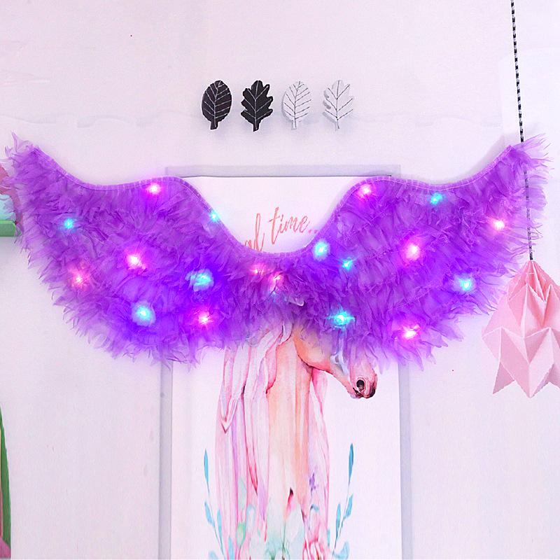 Children's Glowing Angel Wings with Colorful Neon Lights for Mid-Autumn and Halloween Festival Performances