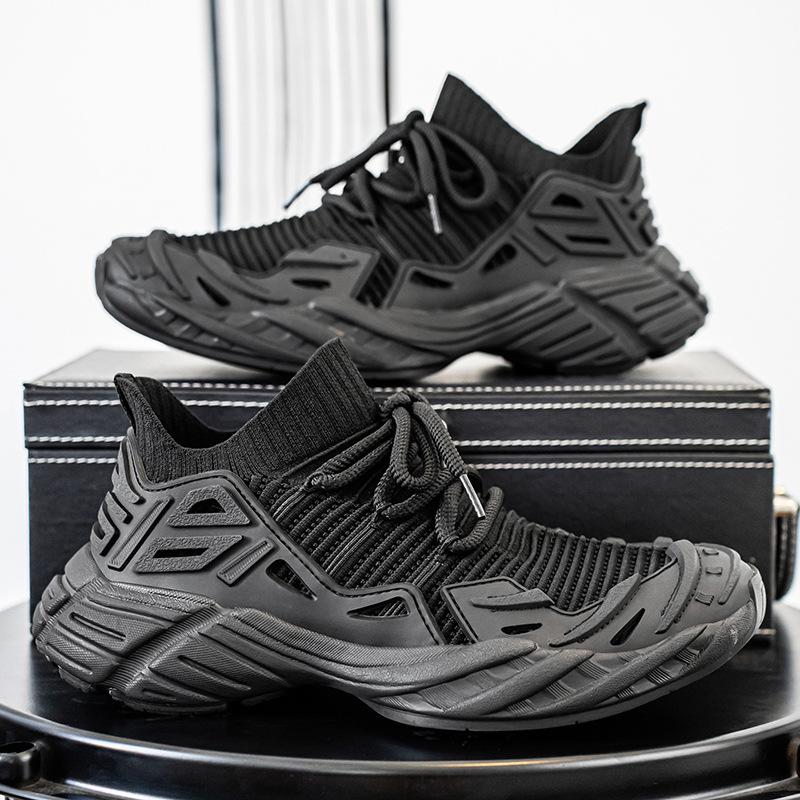 Summer Fly-woven Mesh Shoes Breathable and Lightweight Foot Platform Sports Shoes Outdoor Casual Dad Shoes Men's Soft Sole