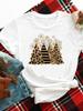 (Asian Size) merry Christmas new year o-neck Women's Top T Clothing Print bow style trend Short Sleeve T-shirts Fashion holiday Graphic Tee