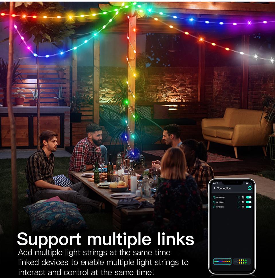 RGBIC USB 5V Christmas Tree LED String Light Bluetooth Music APP Control Fairy Lights Birthday Party Room Decor Garland Light