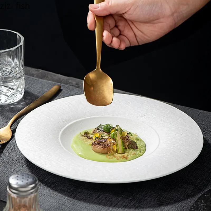 Matte Stone Pattern Plate Ceramic Shallow Plate Sushi Dish Dessert Dish Steak Plates Salad Plate Artistic Conception Tableware