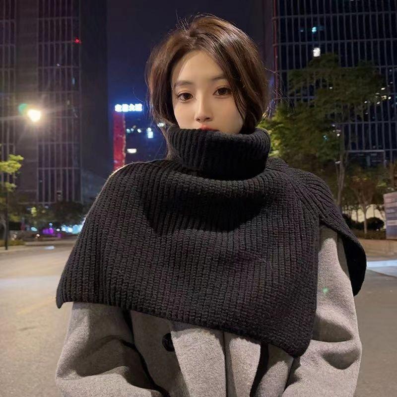 Pullover Scarf Knitted Shawl Winter Scarf False Collar Coat Bib Warm Scarf Turtleneck Slit Jumper Shawl Clothes Accessories