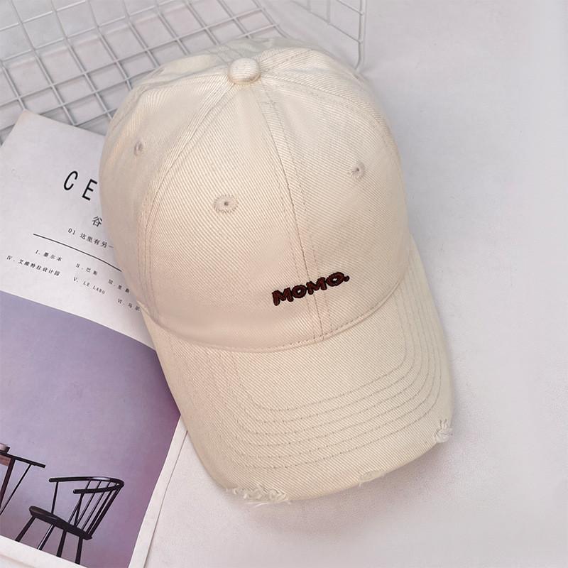 Letter And Embroidery Ripped Design Women Summer Sun Shading Cap Baseball