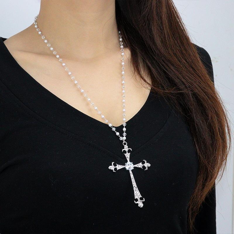 Women Gothic Black Cross Necklace Accessories