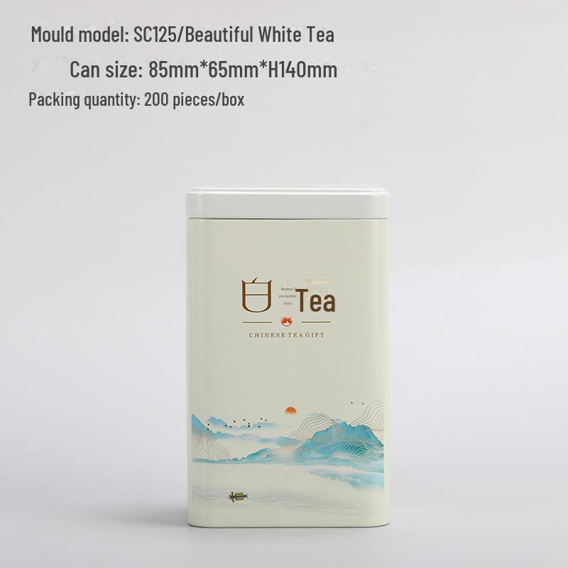 Universal Tea Storage Tin: Square Iron Box, 125g Capacity for White, Black, or Green Tea, Airtight and Empty.