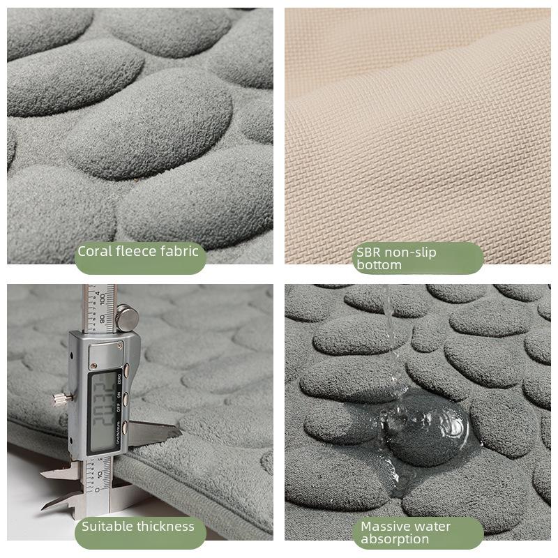 Pebble Embossed Water-Absorbent Non-Slip Door Mat – Cute, Durable Carpet for Bathroom and Entrance.