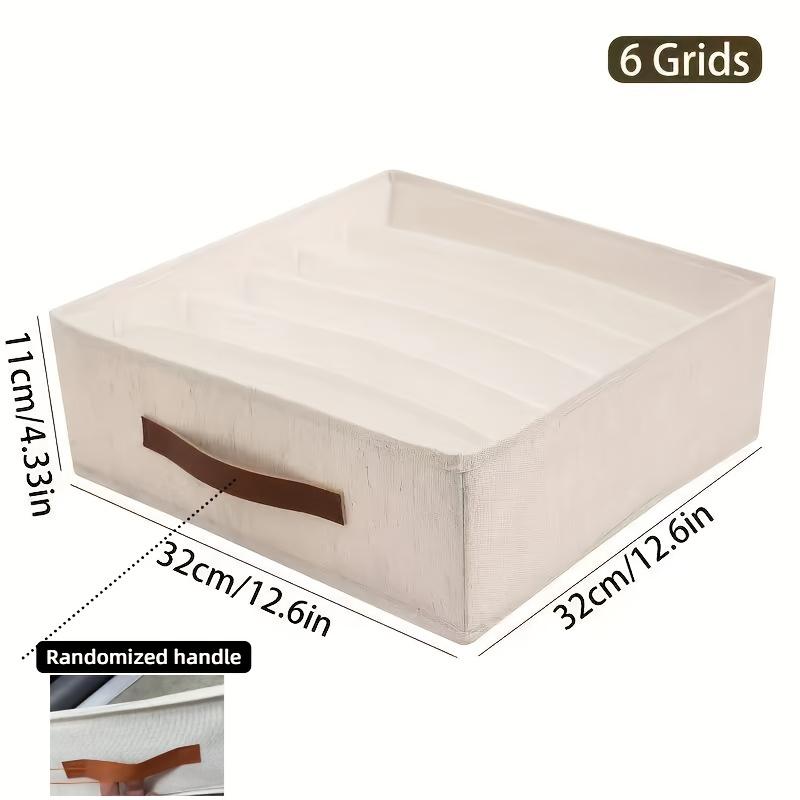 1pc Beige Collapsible Fabric Storage Box with Rose Gold Handles, Stackable Drawer Organizer for Socks, Underwear, Bras and Ties