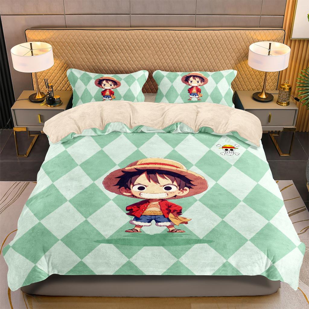 Japanese anime Lufy Quilt Duvet Pilowcase 3D Printed O-ONE PIECE Beding Set Soft Duvet Cover for Children plus Young Boys Tenagers