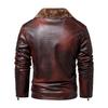 Giacca in pelle vintage da uomo, giacca in pile invernale da uomo, calda, con collo in pelliccia sintetica