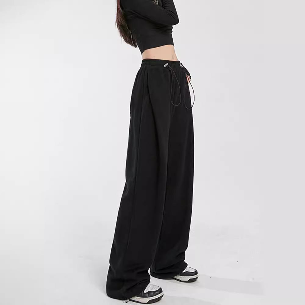 Women's High Waist Drawstring Wide Leg Pants Loose Fit Joggers Straight Leg Trousers Spring Casual Commuter Sweatpants
