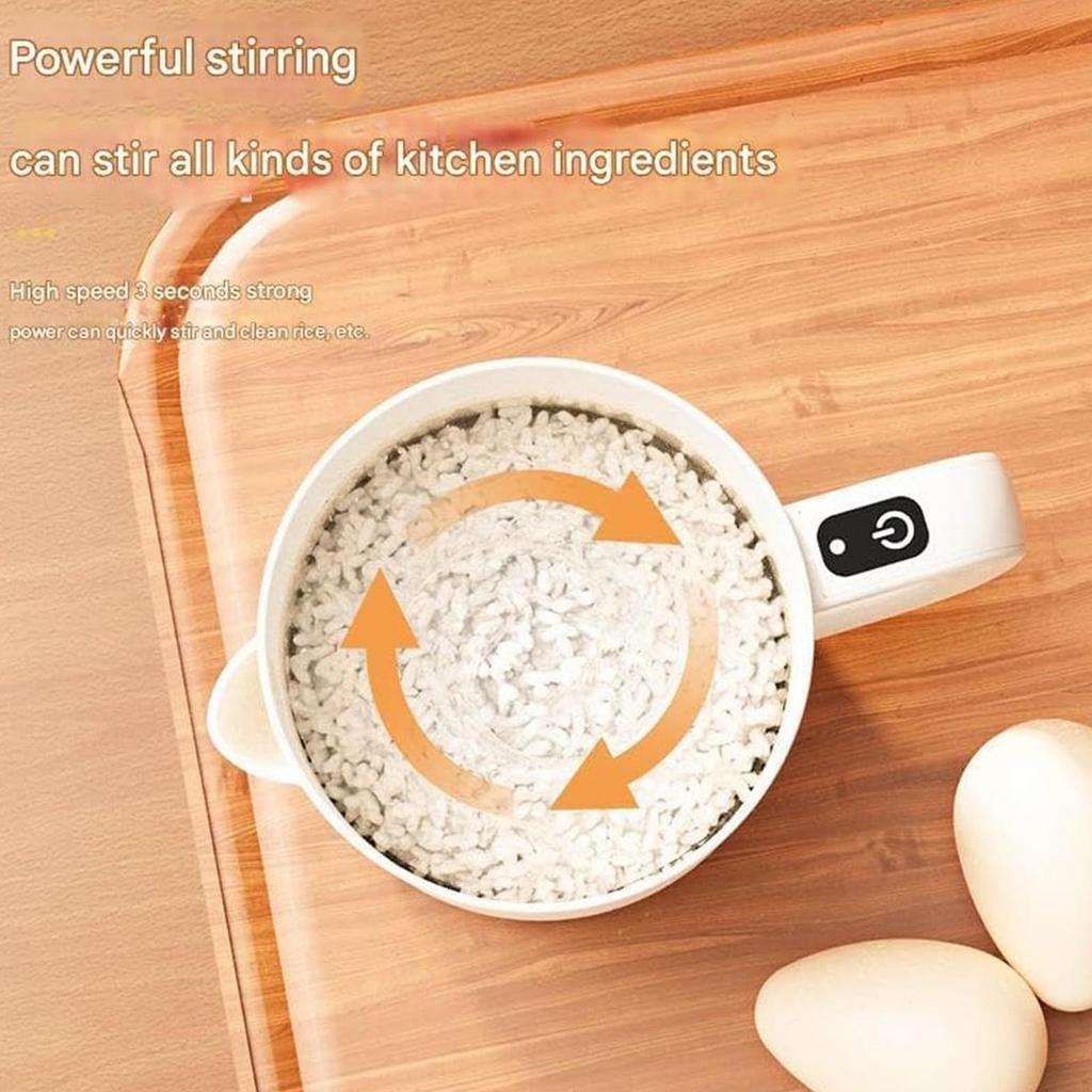 2 In 1 Electric Egg Beater Multi-Function Cordless Handheld Mixer Filter 1L Rice Washing Bowl Automatic Stirrer For Milk Liquid