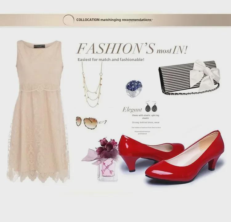 WD Moteriški keturių sezonų apvalianosio vidutinio aukščio kulniukai su kaspinėliu