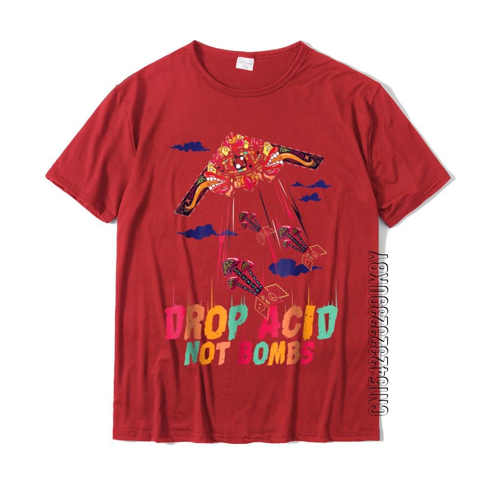 Смешная футболка Drop Acid Not Bombs Психоделическая ЛСД Любовь Хлопок Мужские Топы Футболка Комиксы Футболки Группа Приталенная S