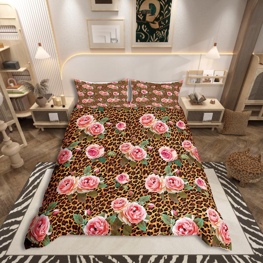 Comforter Homewish Leopard Print Abstract Wildlife Print For Teens Bedding Setchic Flower Rose Decor