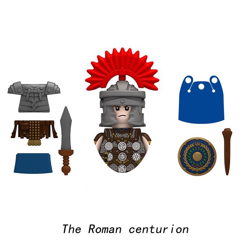 Medieval Ancient Military Figures Series Legion Flag Bearer Trumpeter Crossbowman Centurion Infantry Model Building Blocks Toys