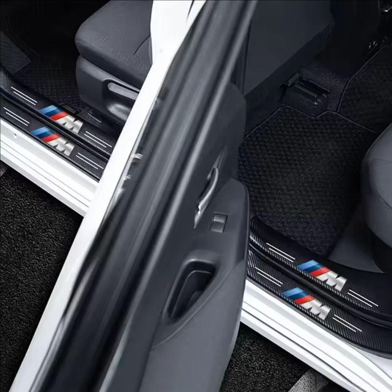 1/4/5Pcs Car Door Sill Scuff Plate Decor Carbon Fiber Stickers For BMW G80 G06 G07 G42 G14 G15 G16 F82 F20 F21 F83 M2 M3 M4 M5