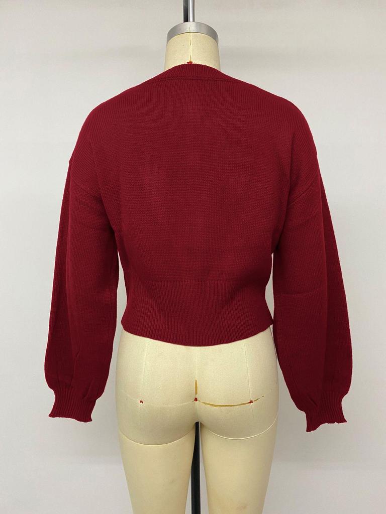 Women's Heart-Button Knit Cardigan: Red Christmas Sweater Coat, 2026 Autumn/Winter European & American Festival Style