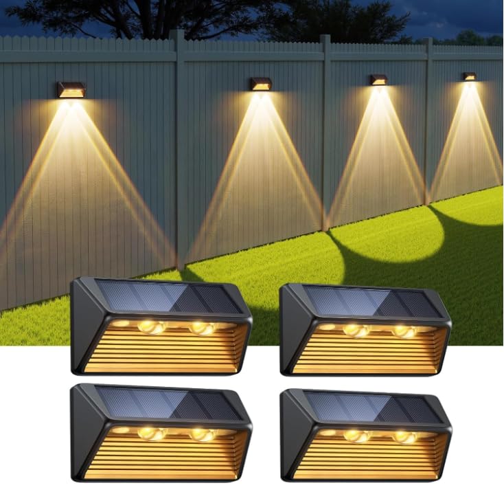 PUAIDA Solar Outdoor Garden Solar Nameplate IP65 Solar LED Outdoor High Automatic Easy Suitable for Outdoor Front Parking and Set of 4 Lights, Lights,