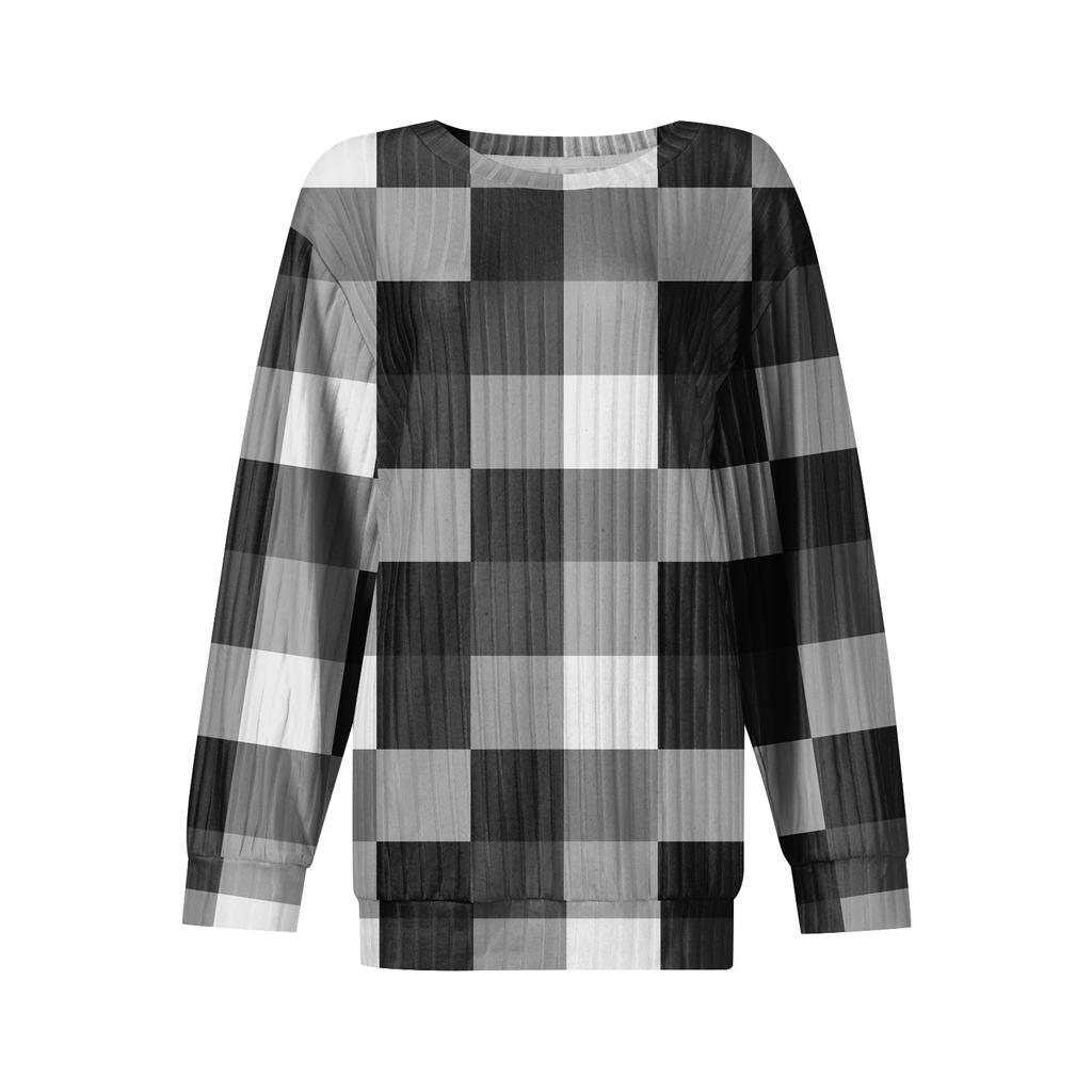 Women's Printed Lightweight Brushed-Cotton Round Neck Top