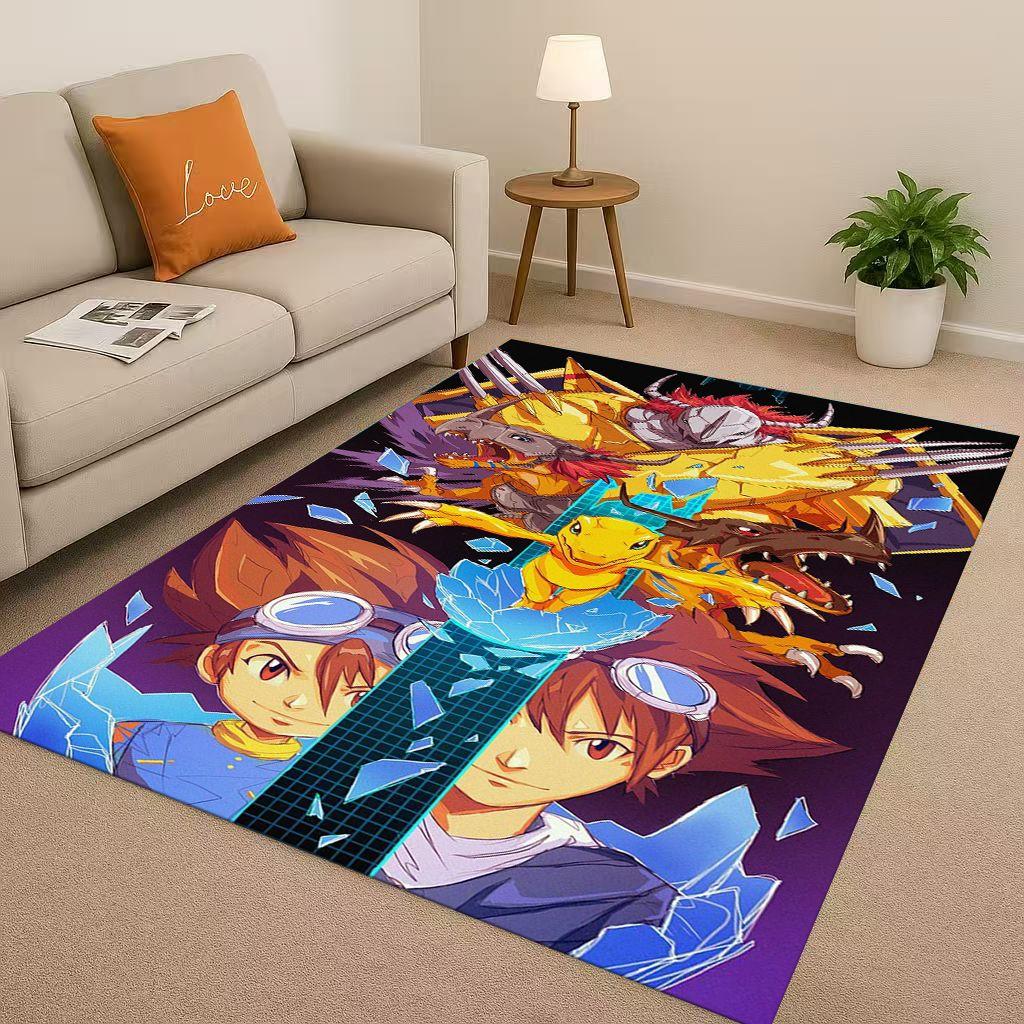 Angewomon Cartoon Digimon Adventure Living Room Non Slip Area Rug Soft Carpet for Bedroom Sofa,Easy Clean Home Doormat Playmat