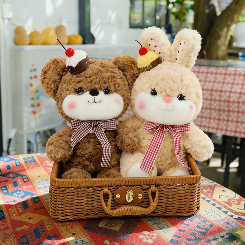 Plush Bunny Bear Toy With Pp Cotton Filling For Kids Girls Boys Gift