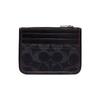 COACH Card Case 11 Classic Presbyopia Zipper Closure Denim and Calfskin Card Holder Card Holder Women's Black